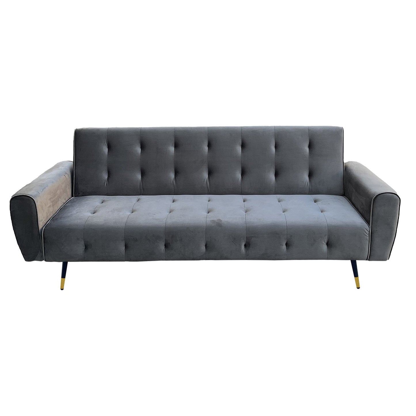 Sarantino Ava 3 Seater Tufted Velvet Sofa Bed - Dark Grey