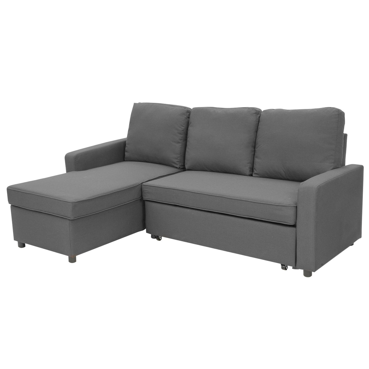 Sarantino 3 Seater Corner Sofa Bed Storage Chaise - Grey