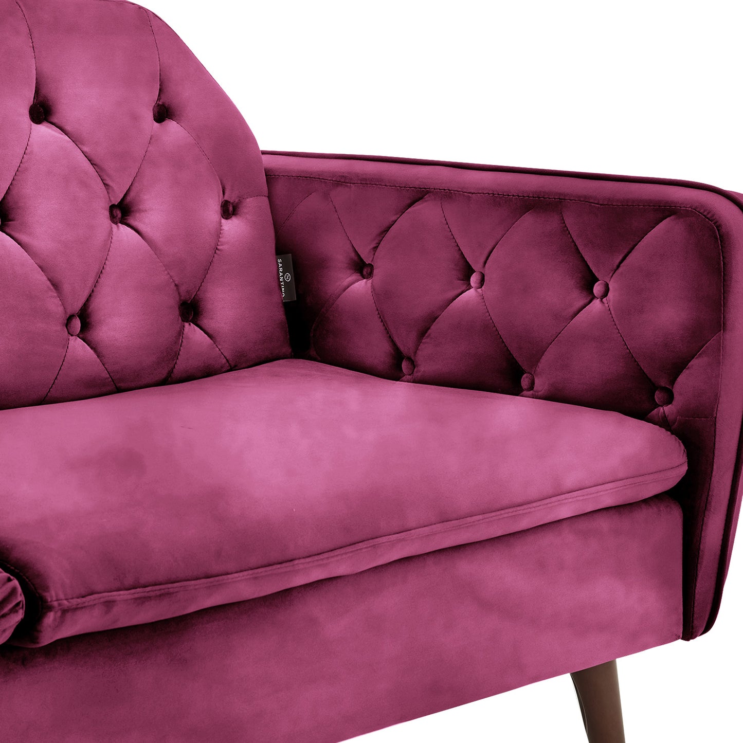 Sarantino Faux Velvet Tufted Sofa Bed - Burgundy