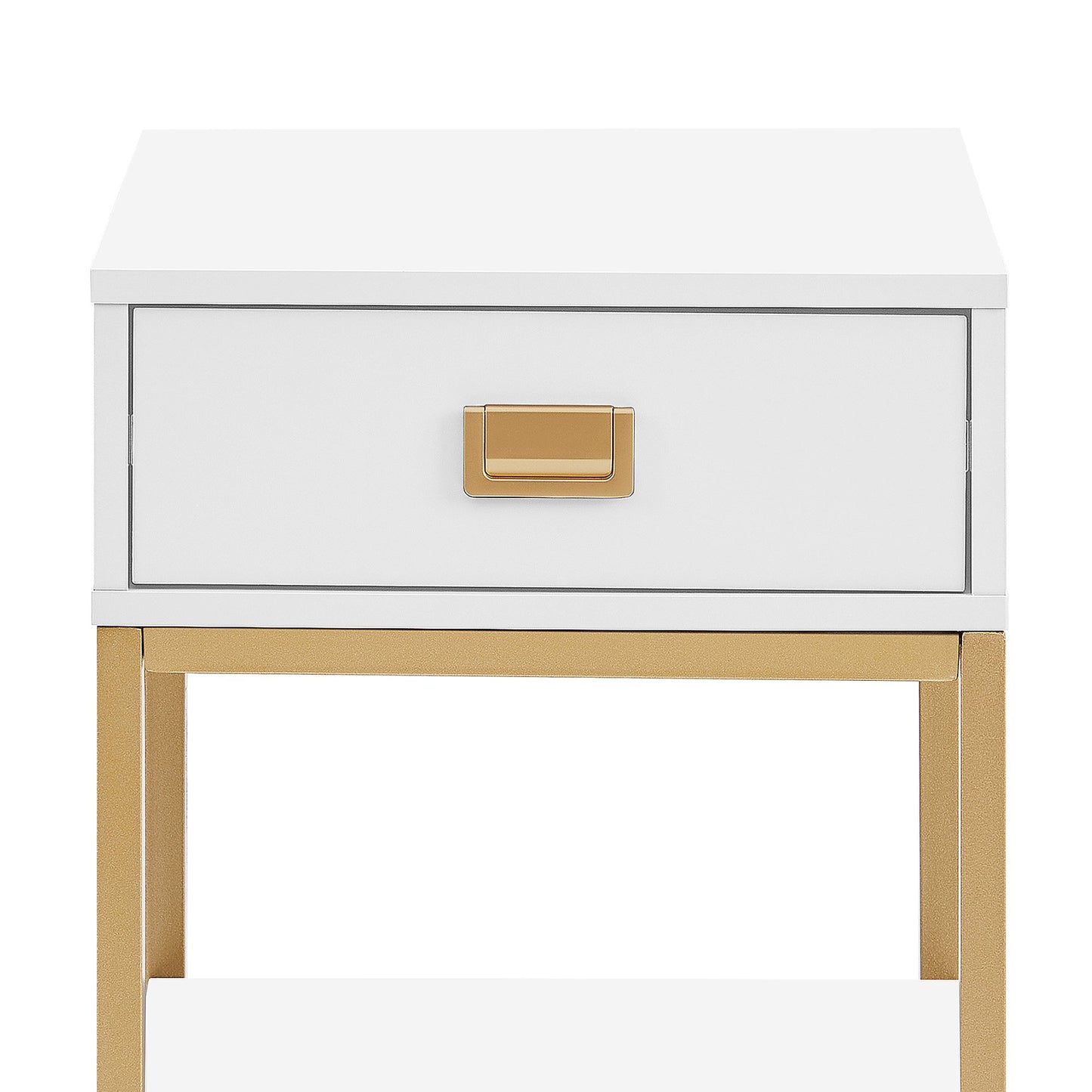 Sarantino Alessia Bedside Table In White/gold
