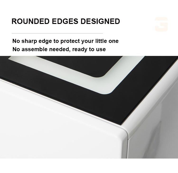 Smart Bedside Table Finger Print Lock Side 3 Drawers Wireless Charging USB