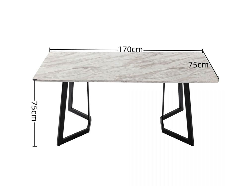 Rectangular Marble-Effect Dining Table