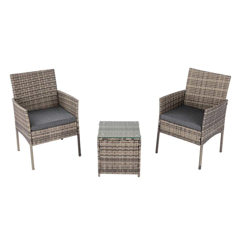 2 Seater PE Rattan Outdoor Furniture Set - Mixed Grey