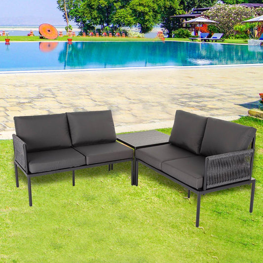 Eden 4-Seater Outdoor Lounge Set with Coffee Table -  Black