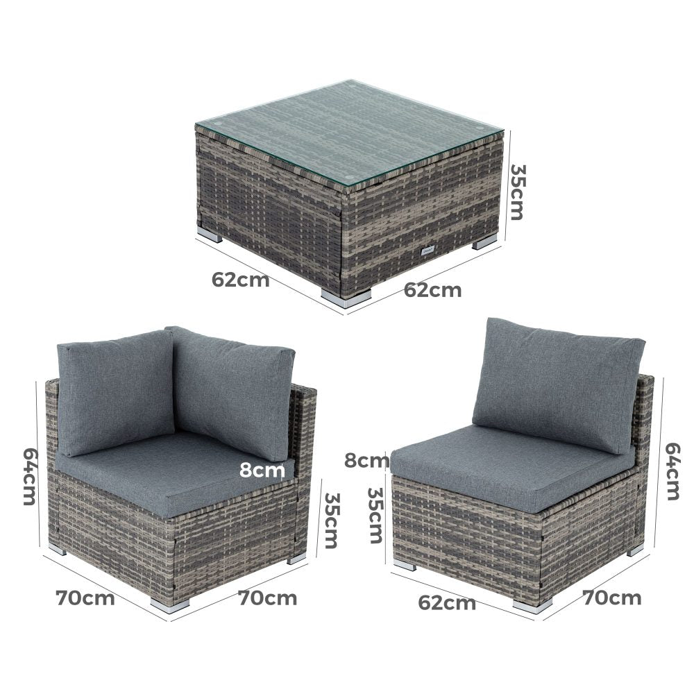 Outdoor Modular Lounge Sofa with Wicker End Set