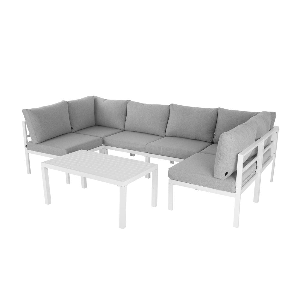 Outdoor White Modern 7 Piece Lounge Set
