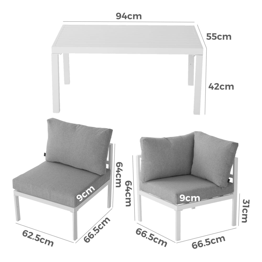 Outdoor White Modern 7 Piece Lounge Set