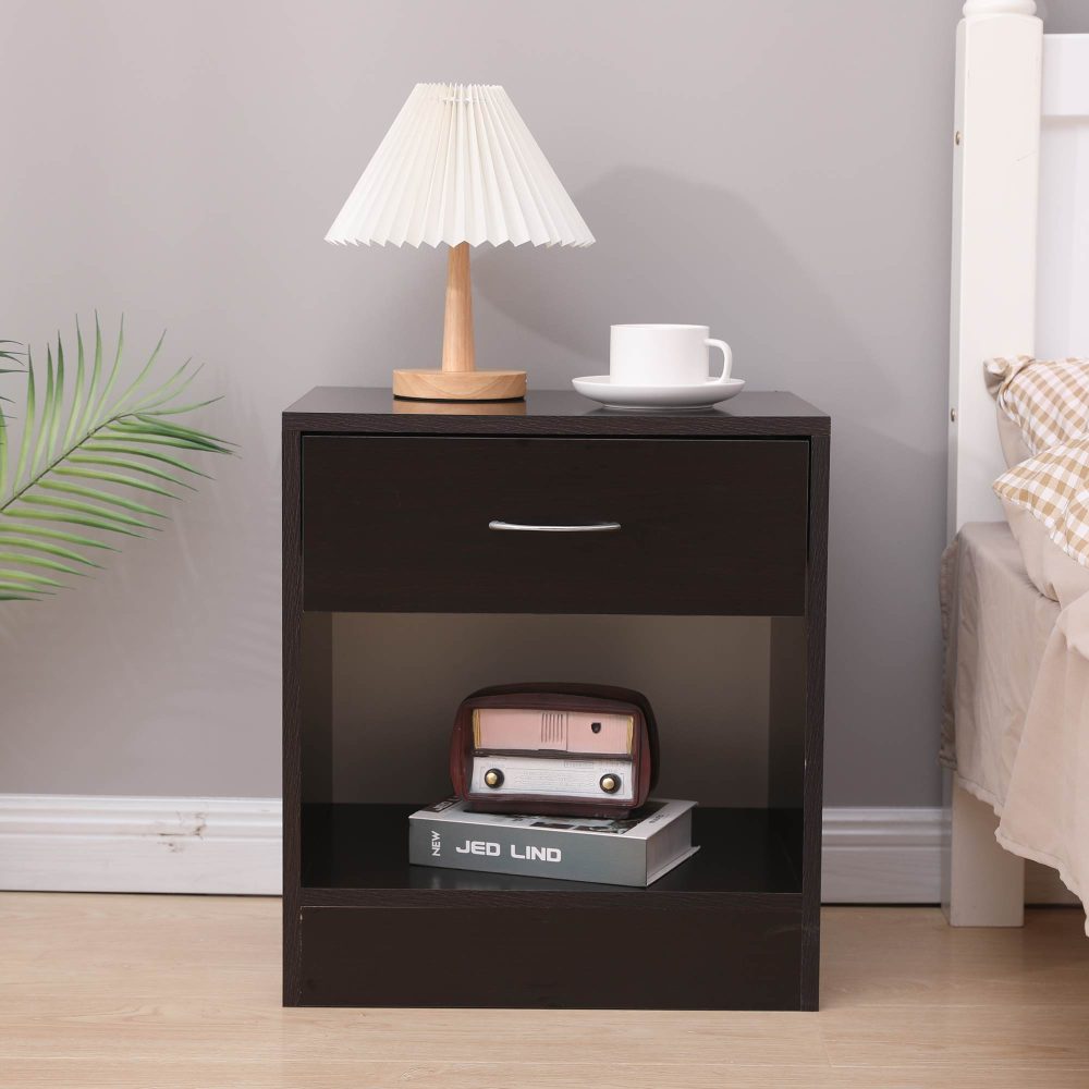Set of 2 Dandi Bedside Table Nightstand with Drawer - Brown