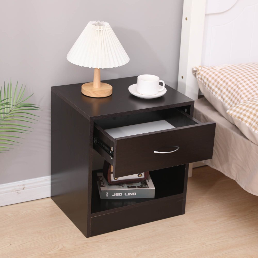 Set of 2 Dandi Bedside Table Nightstand with Drawer - Brown