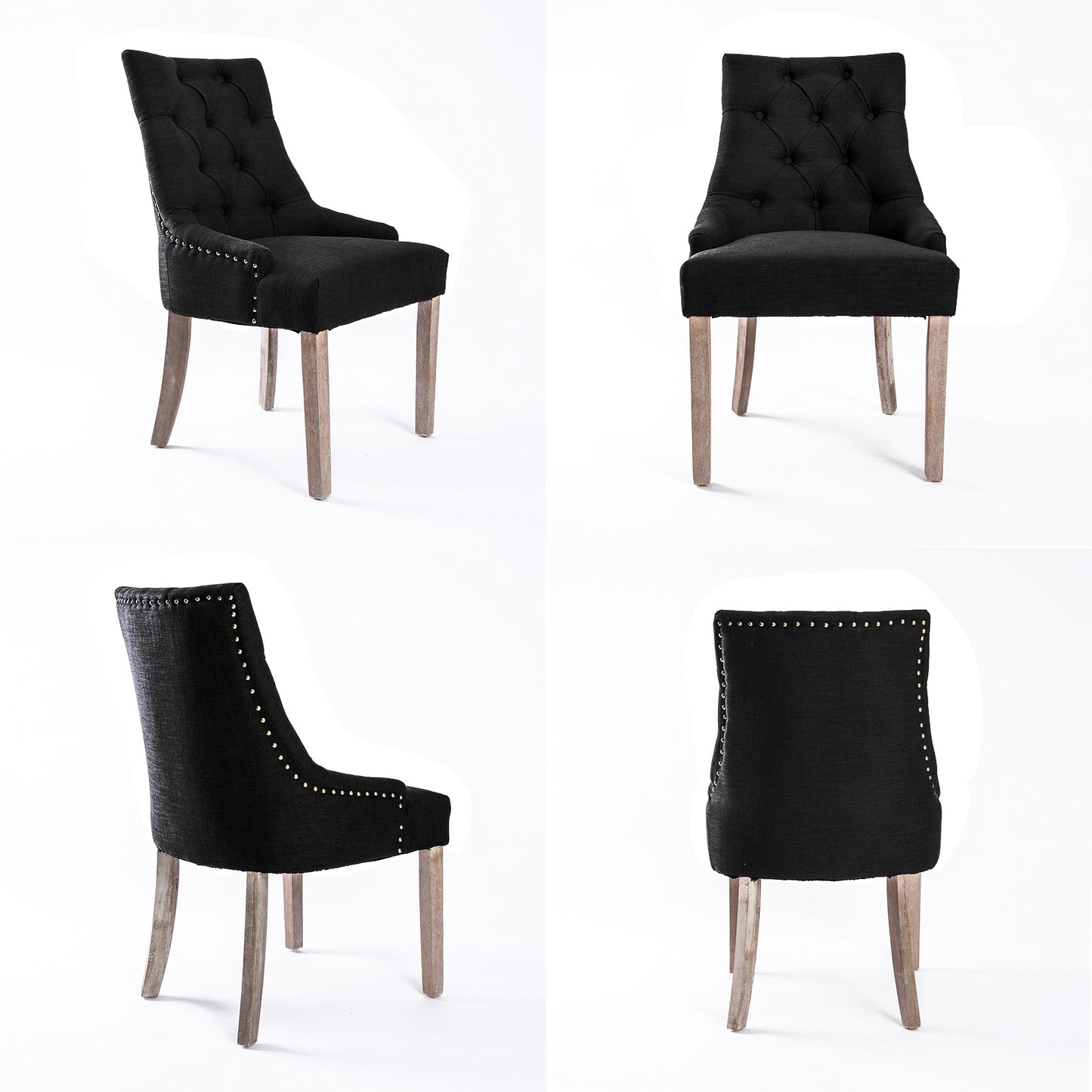 La Bella 4 Set French Provincial Dining Chair - Dark Black