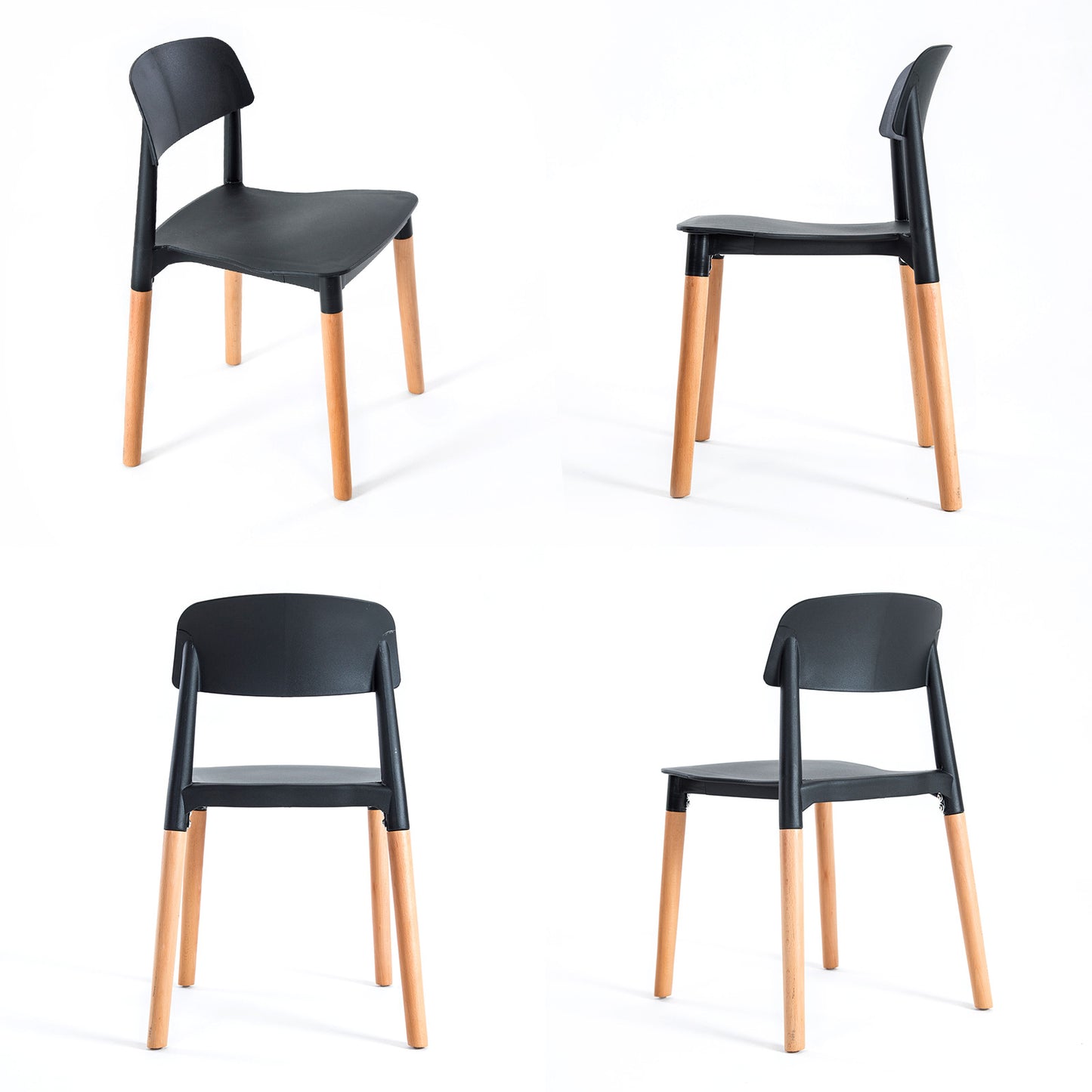 La Bella 4 Set Black Retro Belloch Stackable Dining Chair