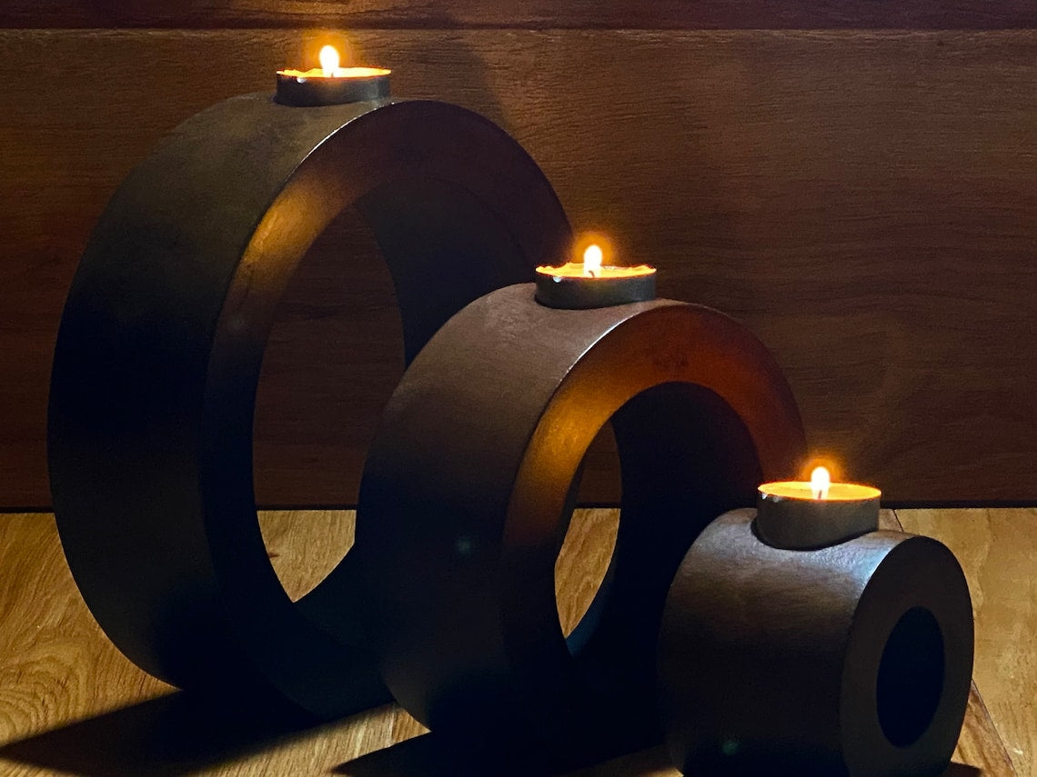 Set of 3 Concentric Wooden Candle Holder