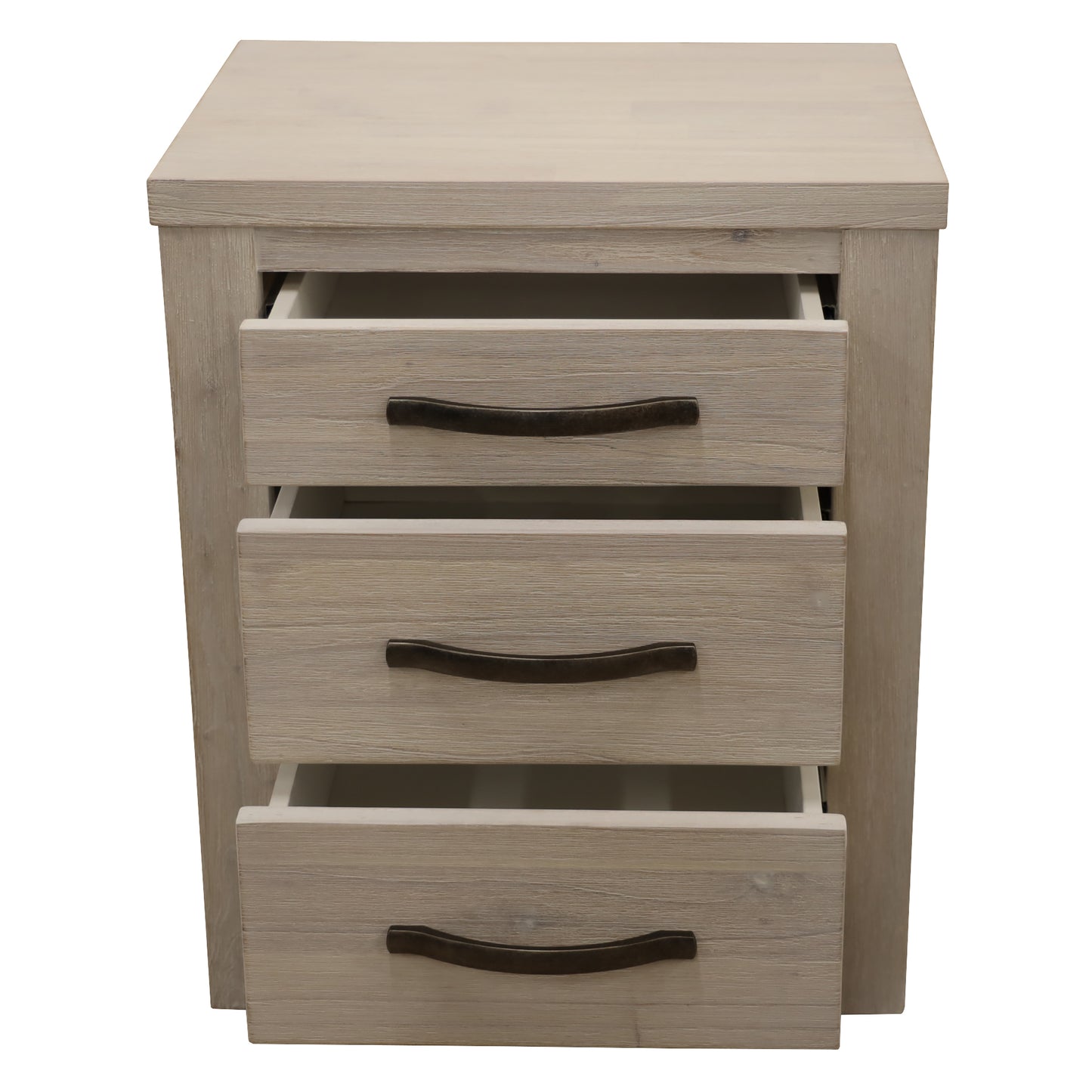 Foxglove Bedside Tables 3 Drawers - White Ash