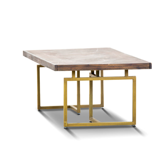 Tuberose Solid Acacia Wood Herringbone Parquet Coffee Table 120cm  - Brown