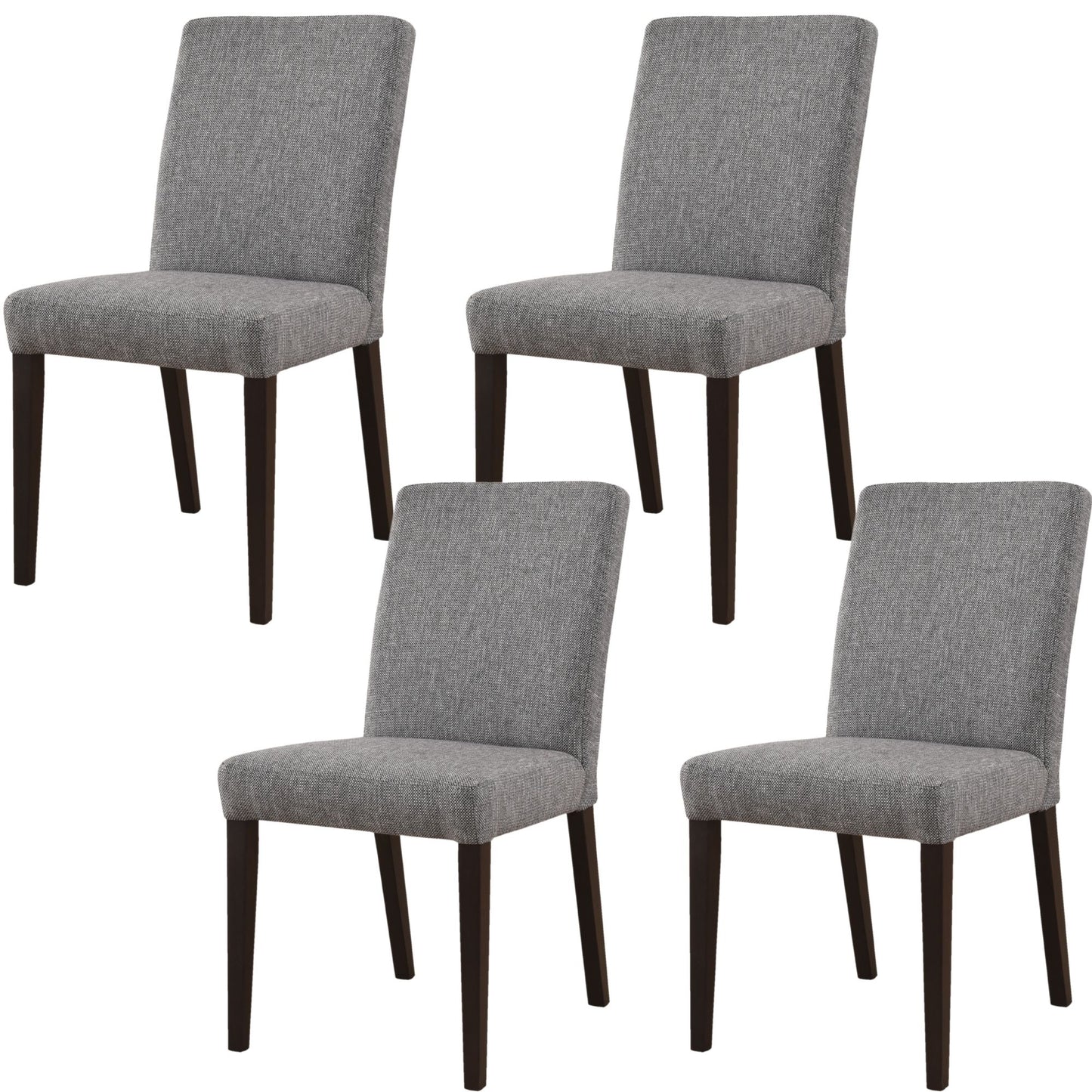 Catmint Dining Chair Set of 4 Fabric Upholstered Solid Acacia Wood - Granite
