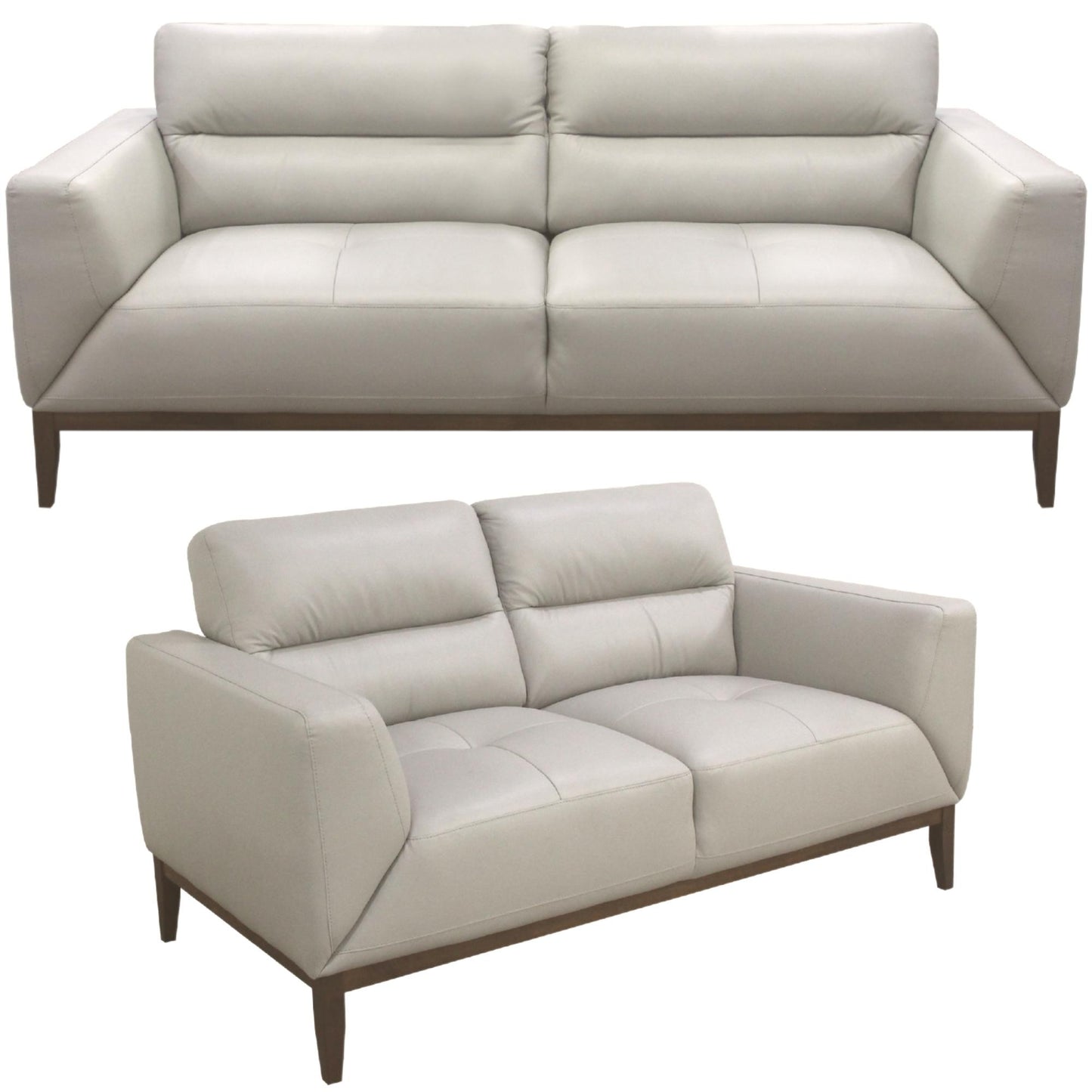 Downy Genuine Leather Sofa Set 3 + 2 Seater Couch - Silver