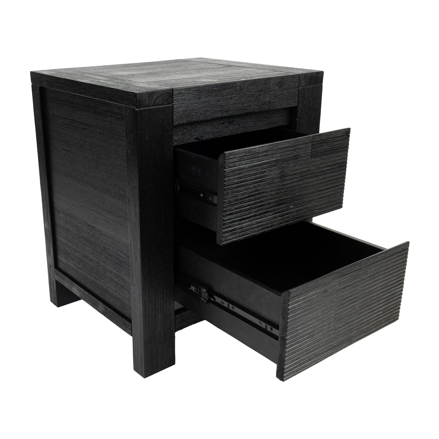Tofino 2 Drawer Bedside Table - Black