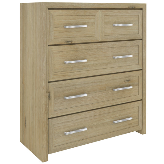 Gracelyn Solid Wood Tallboy 5 Chest of Drawers - Smoke