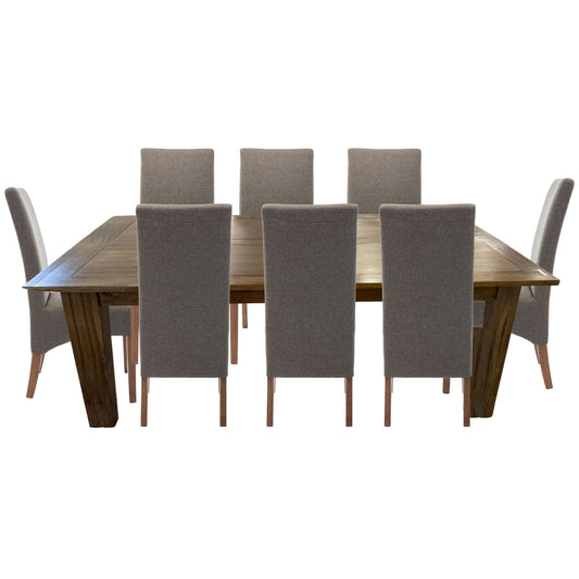 Aksa 9pc Dining Extension Timber Wood Table 210-310cm - Grey