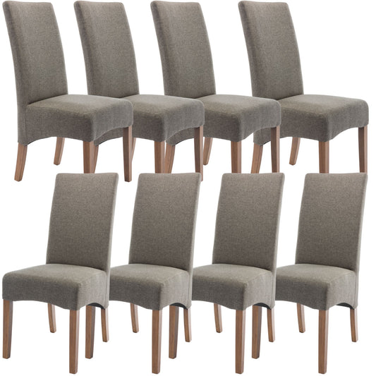 Aksa Fabric Upholstered Dining Chair Set of 8 Solid Pine Wood - Grey