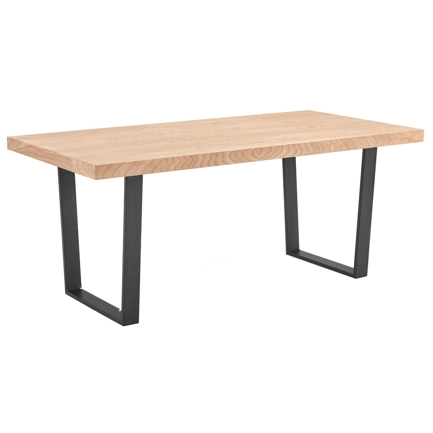 Elm Timber Wood Dining Table with Black Metal Leg 180cm- Natural