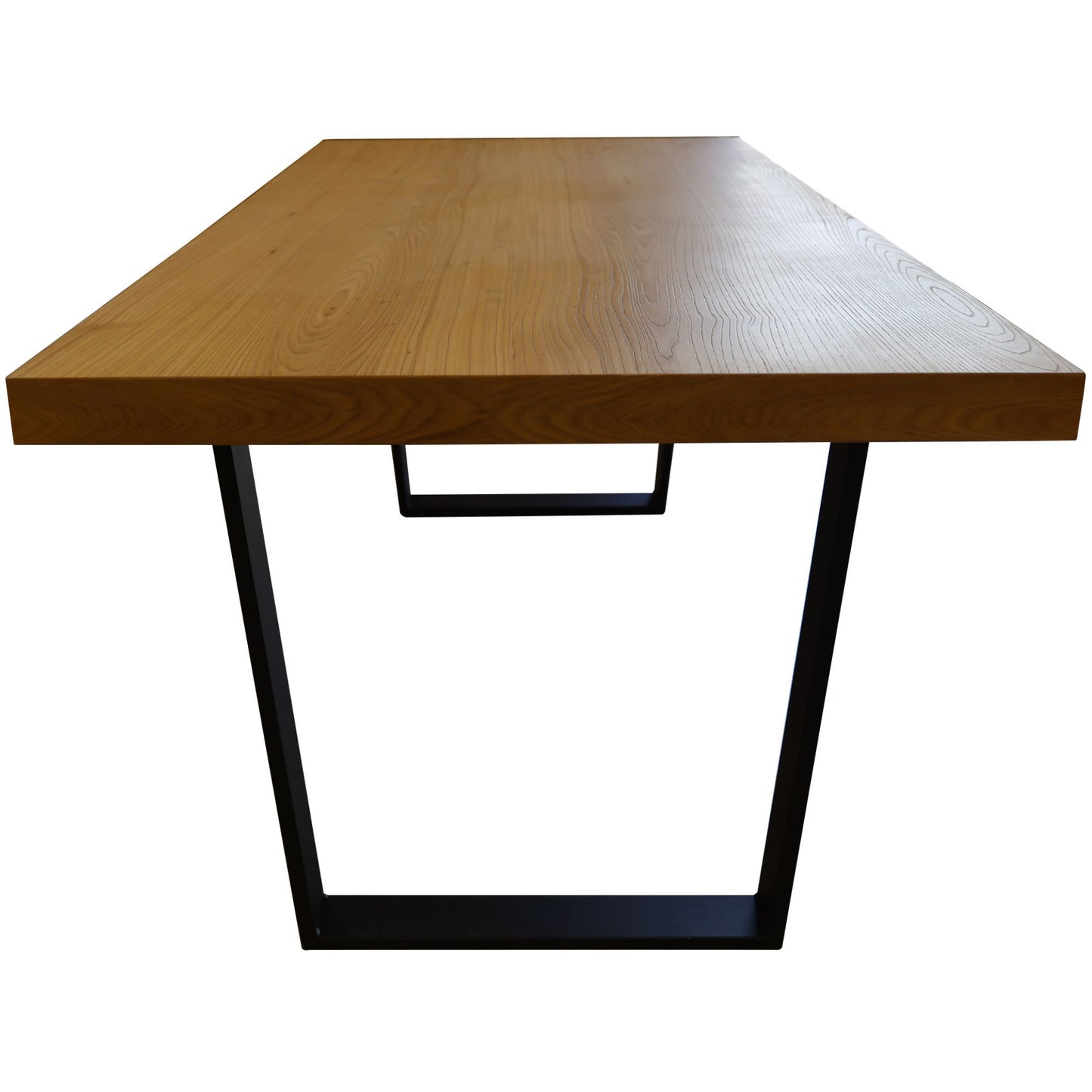 Elm Timber Wood Dining Table with Black Metal Leg 180cm- Natural
