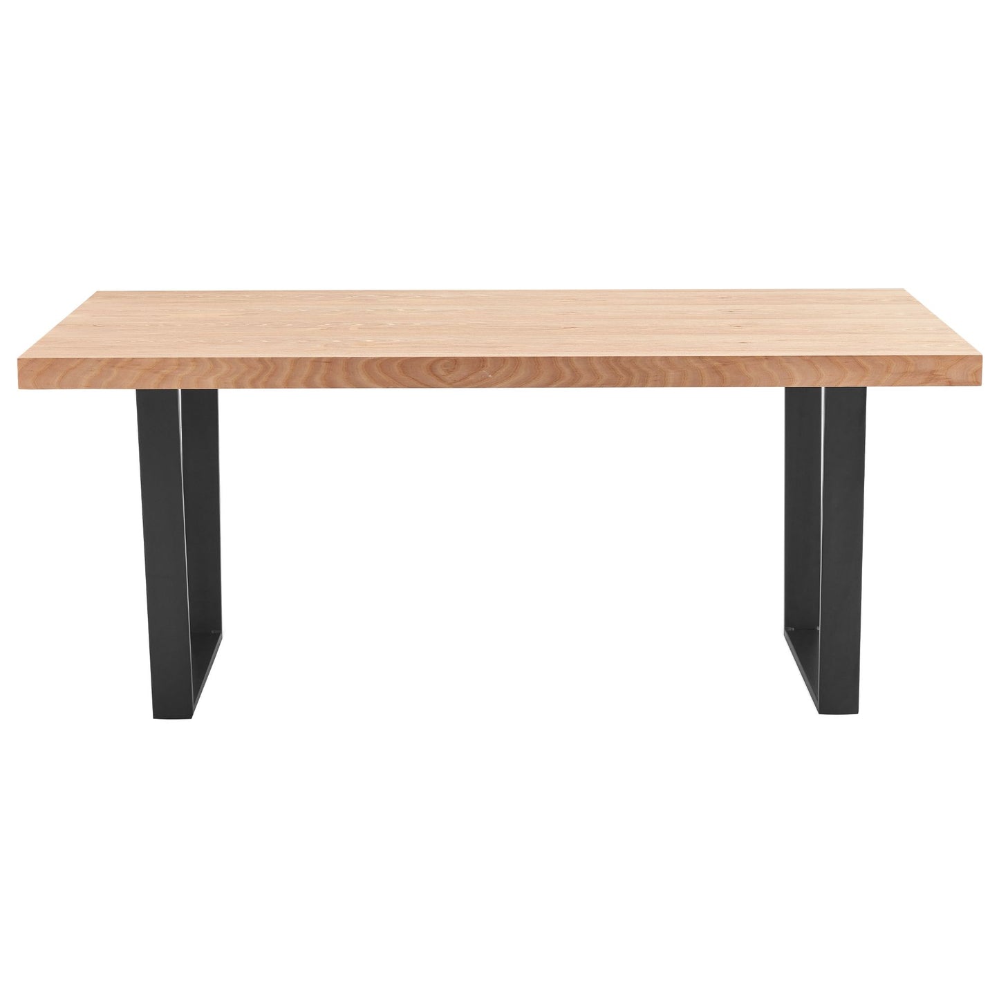 Elm Timber Wood Dining Table with Black Metal Leg 210cm - Natural