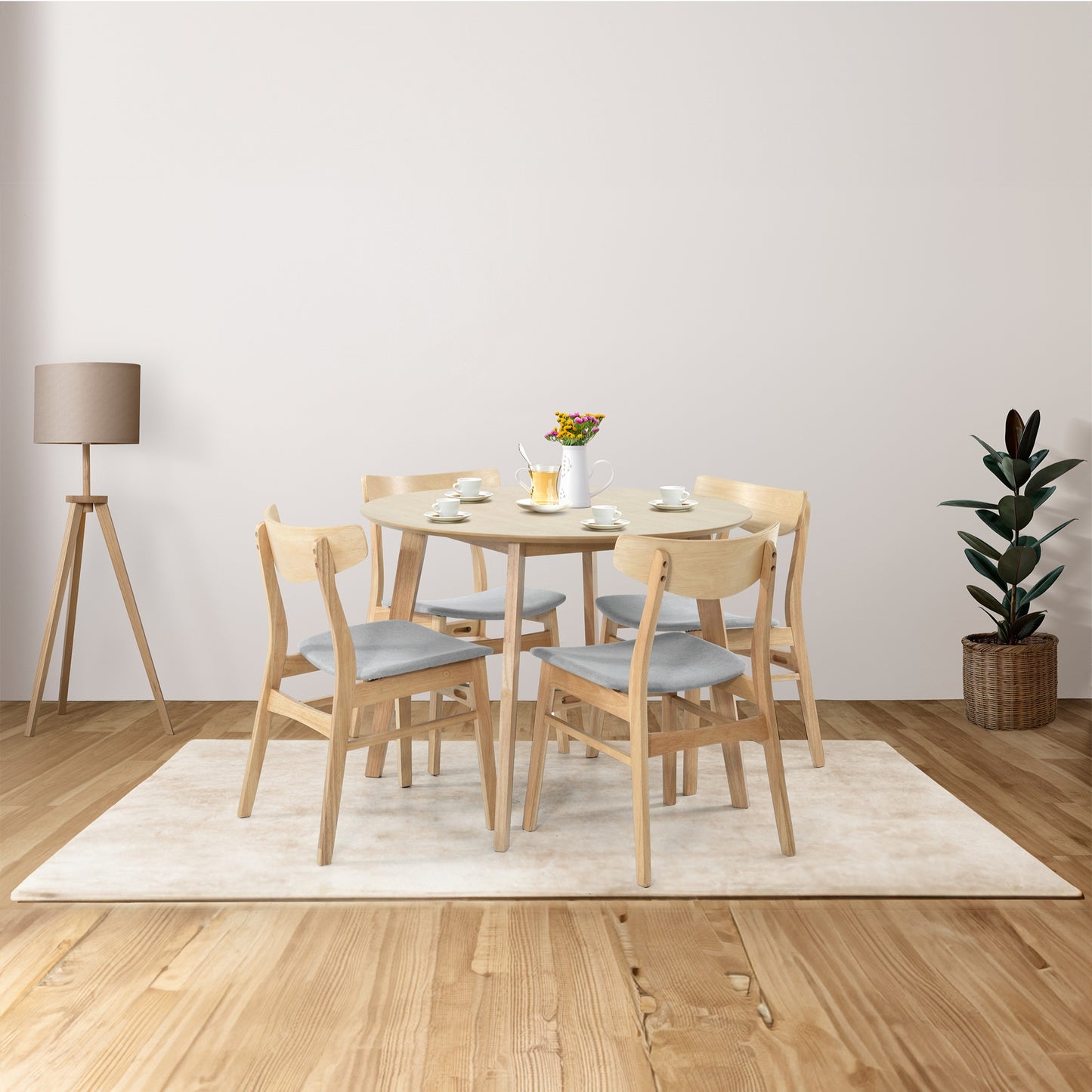 Cusco Scandinavian Style Solid Rubberwood 100cm Round Dining Table