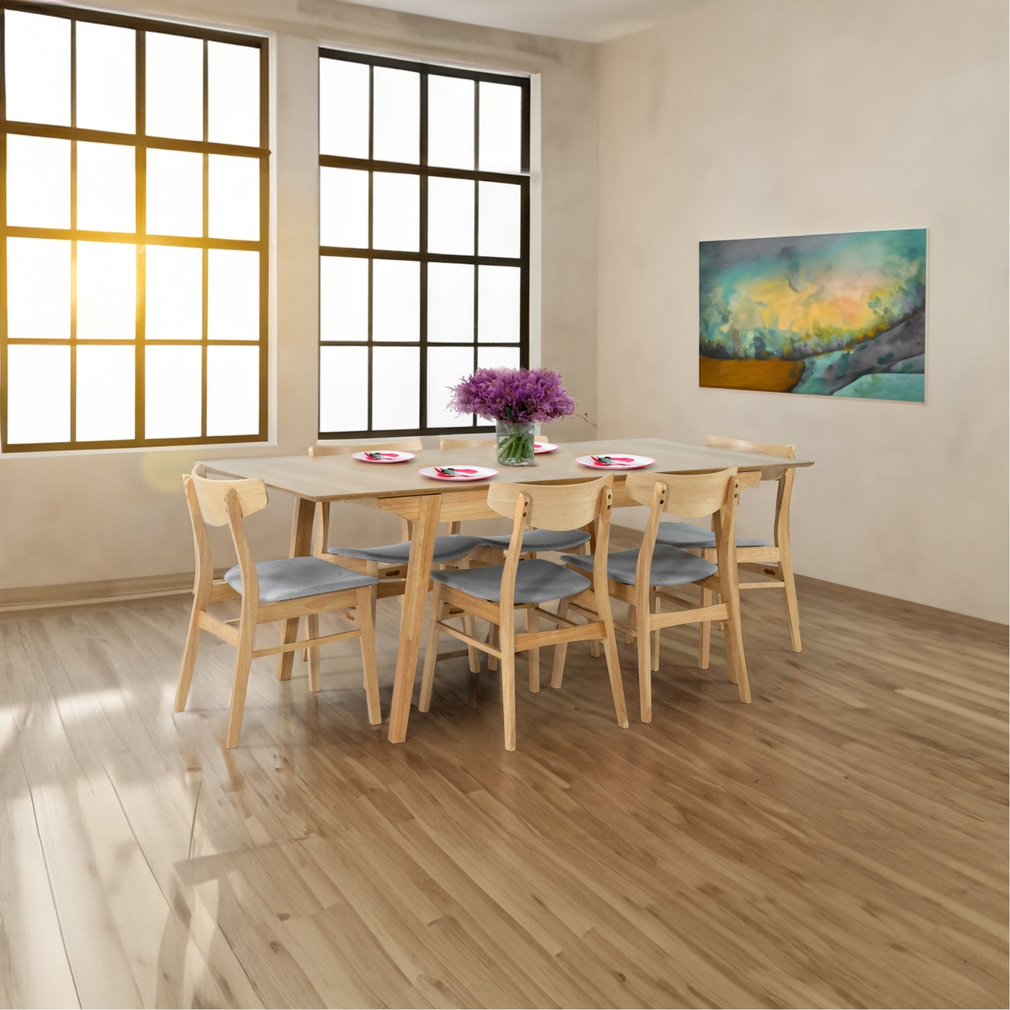 Cusco Scandinavian Style Solid Rubberwood 150cm - 190cm Extendable Dining Table