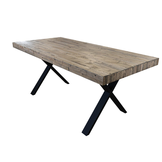 Anika Laminated Solid Pine Top Metal Leg Dining Table 180cm - Smoke