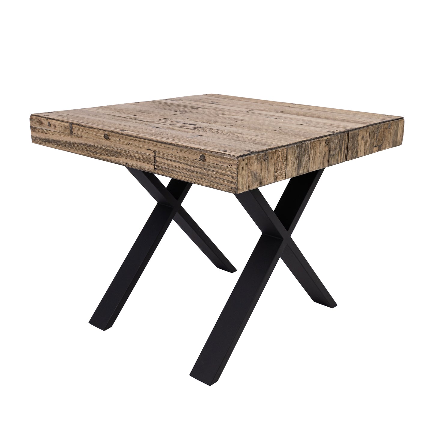 Anika Laminated Solid Pine Top Metal Leg Side Table 60cm  - Smoke