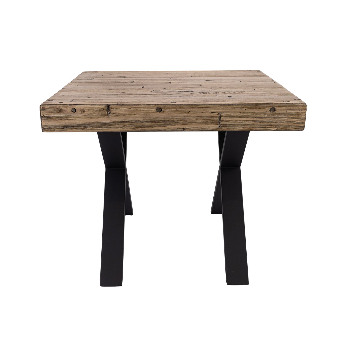 Anika Laminated Solid Pine Top Metal Leg Side Table 60cm  - Smoke