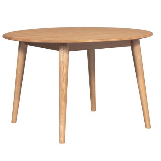 Emilio 120cm Scandinavian Style Solid Ash Wood Round Dining Table - Oak