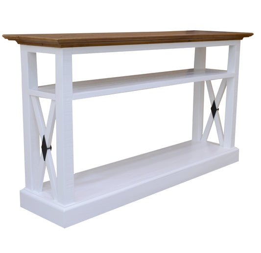 Beechworth Solid Pine Wood Hampton Hallway Entry Table 140cm - Grey