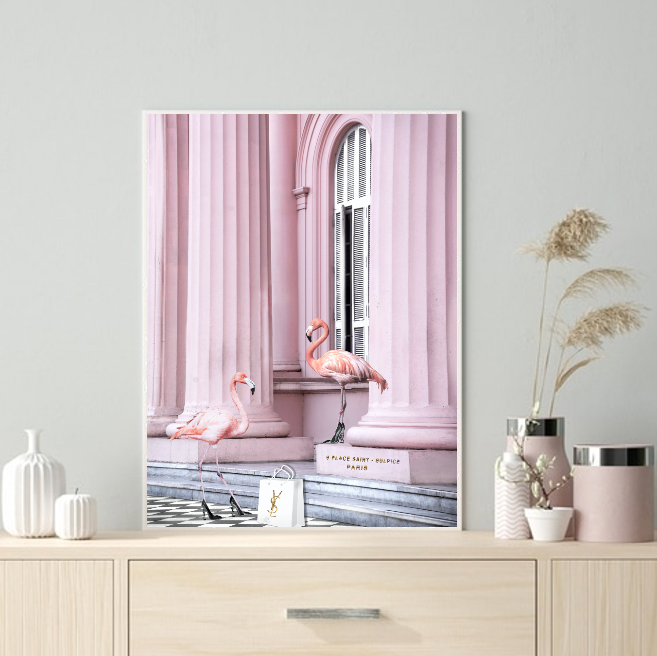 Interior Ave - Saint Pink - 90cm x 60cm White Framed Artwork