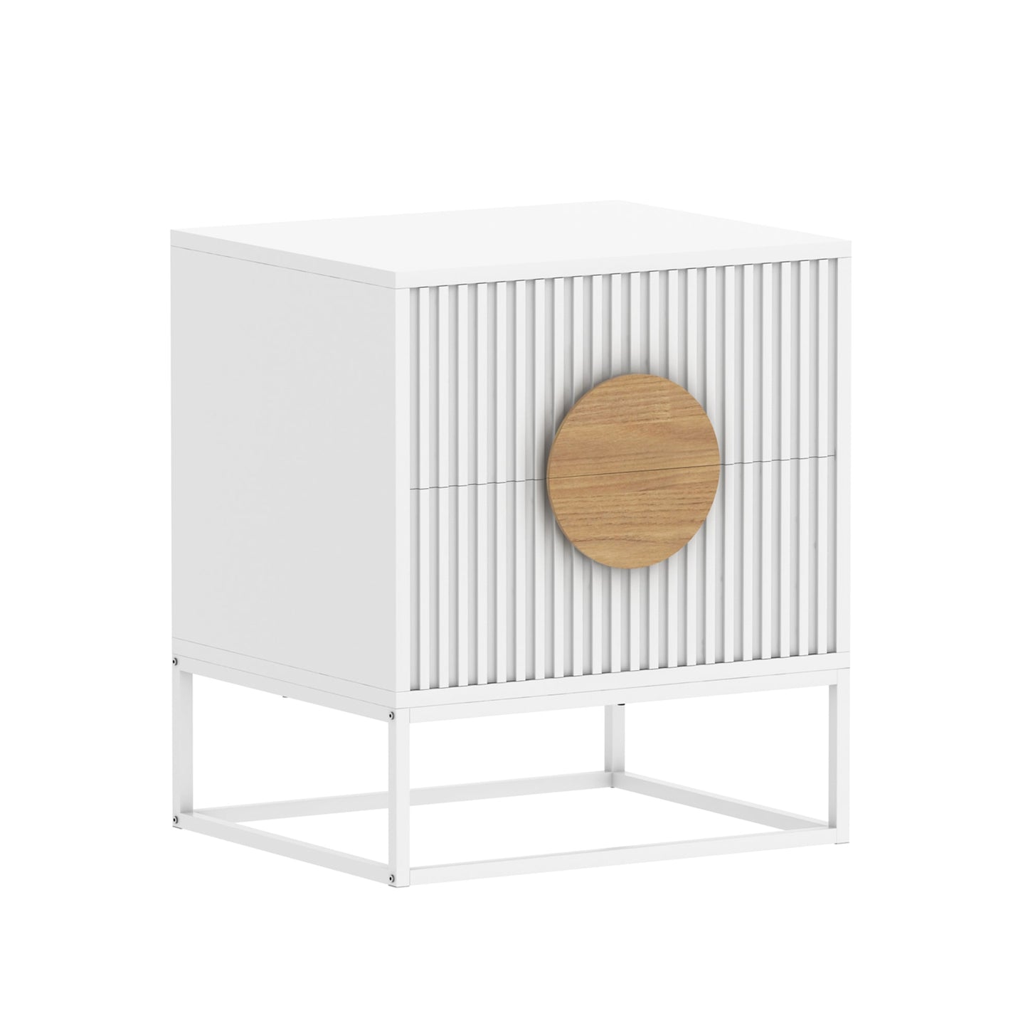 Belmonte Fluted Bedside Table - White