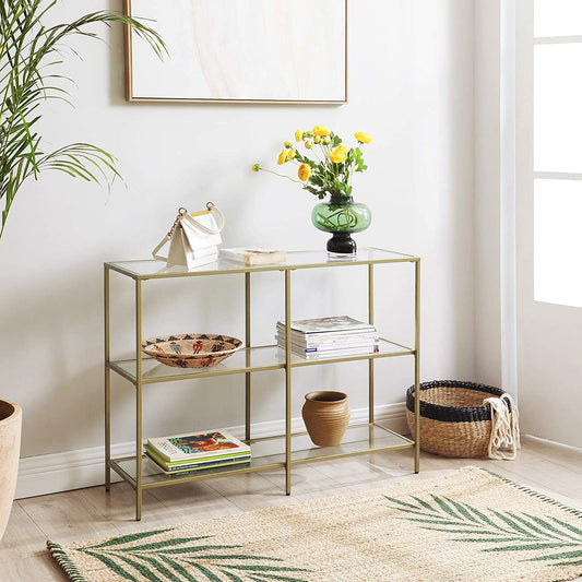 VASAGLE Sofa Console Table with 3 Shelves - Gold