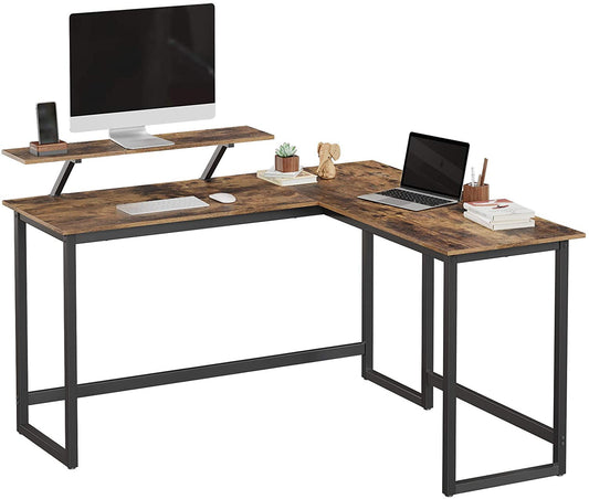 VASAGLE L-Shaped Desk with Screen Stand