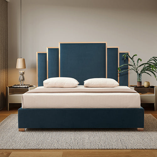 Queen Austin Padded Upholstery Bed Frame - Turquoise