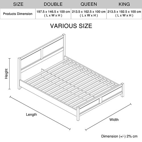 Queen Size Natural Wood Bed Frame - Oak