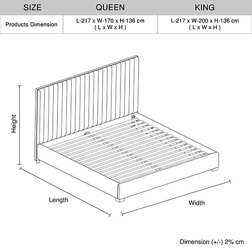King Hillsdale Fabric Padded Upholstery Bed Frame