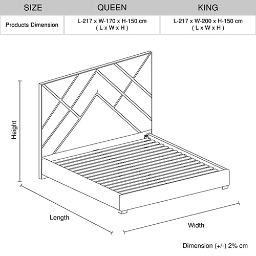 King Matrix Fabric Padded Upholstery Bed Frame
