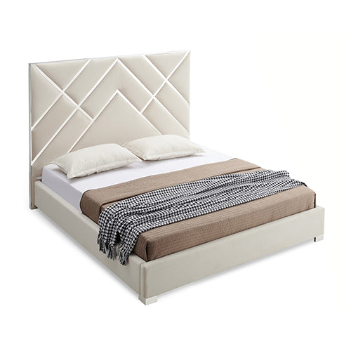 Queen Matrix Fabric Padded Upholstery Bed Frame
