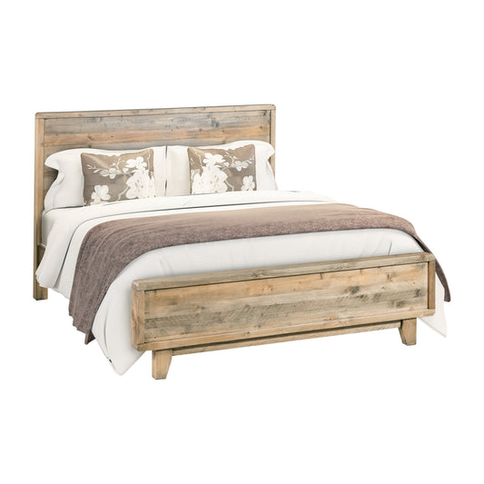 Queen Size Solid Wood Antique Design Bed Frame - Light Brown