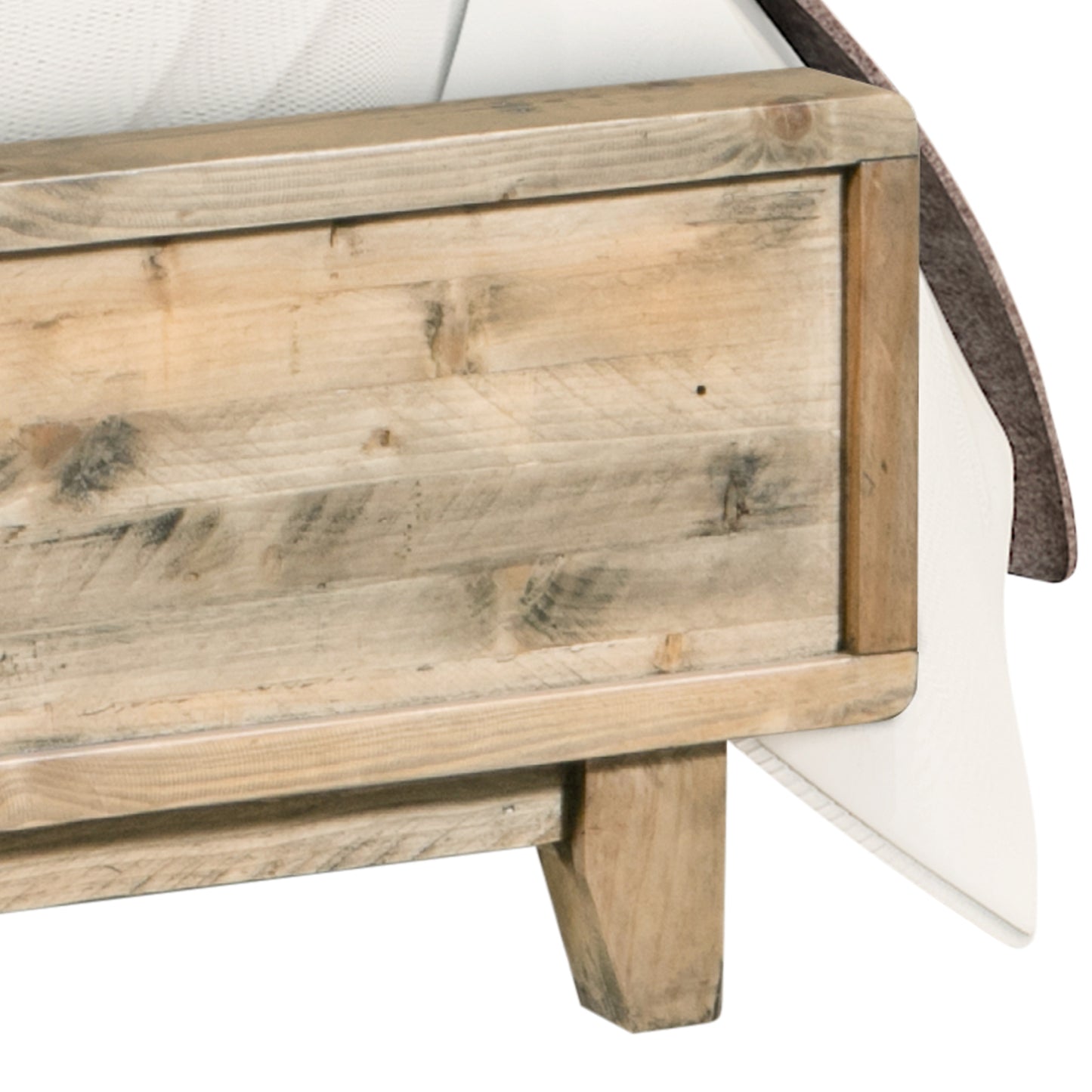 Queen Size Solid Wood Antique Design Bed Frame - Light Brown