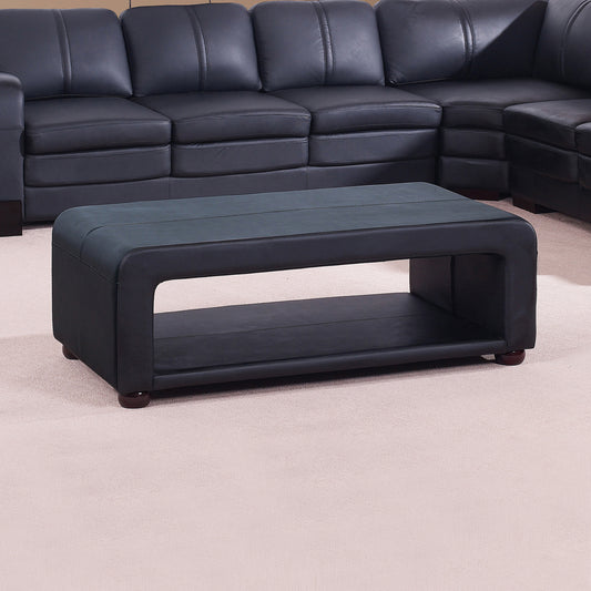 Upholstered PU Leather Coffee Table - Black