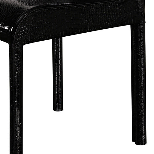 2x Steel Frame Black Leatherette Dining Chairs