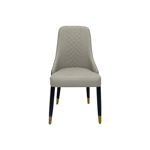 2x Dining Chair Leatherette Upholstery Black & Golden Legs -  Grey