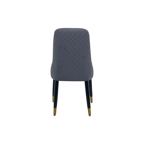 2x Dining Chair Leatherette Upholstery Black & Golden Legs -  Grey