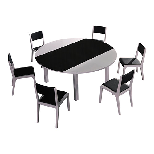 7 Piece Dining Table & 6X High Gloss -  Black & White